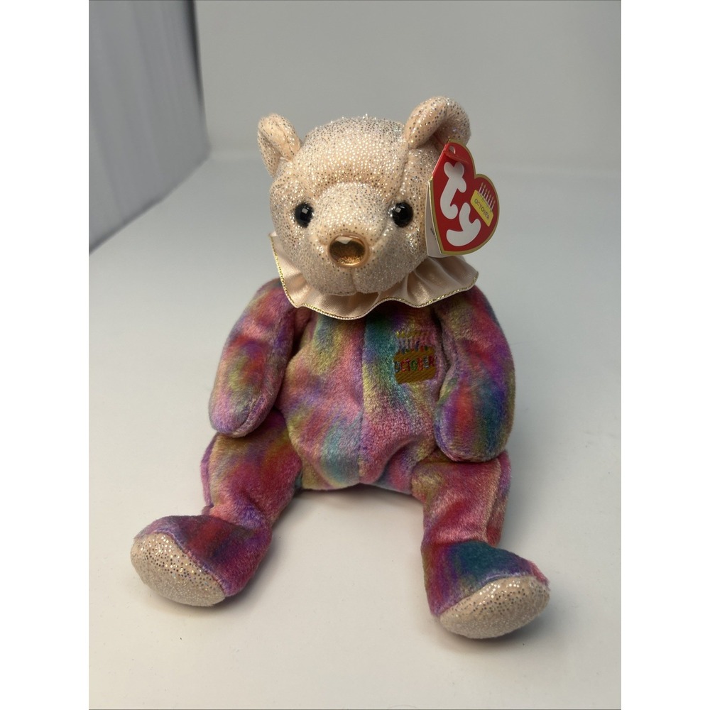 TY Beanie Baby OCTOBER the Birthday Bear (7.5 inch) With Tags Opal Birthstone